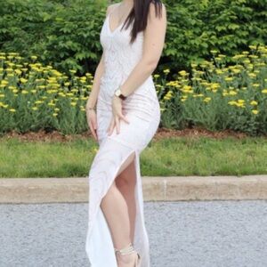 Elegant White and Rose Gold Gown